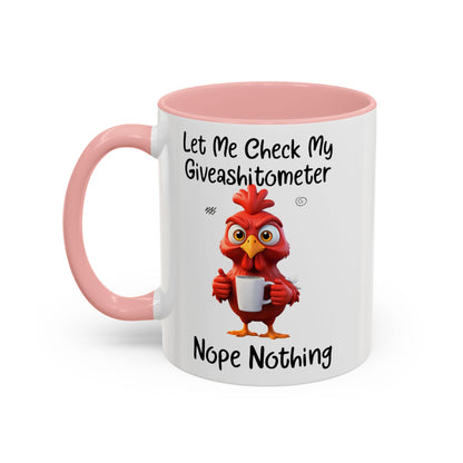 Funny Giveashitometer Mug | Sarcastic Coffee Mug with Rooster | Sassy Office Mug | Gift for Coworkers Friends