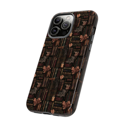Gothic Phone Case Dark Academia Literary iPhone Samsung Cover with Books & Flowers, Phone case
