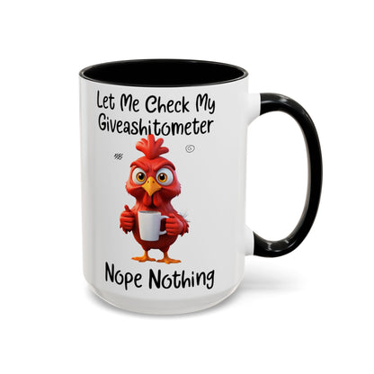 Funny Giveashitometer Mug | Sarcastic Coffee Mug with Rooster | Sassy Office Mug | Gift for Coworkers Friends
