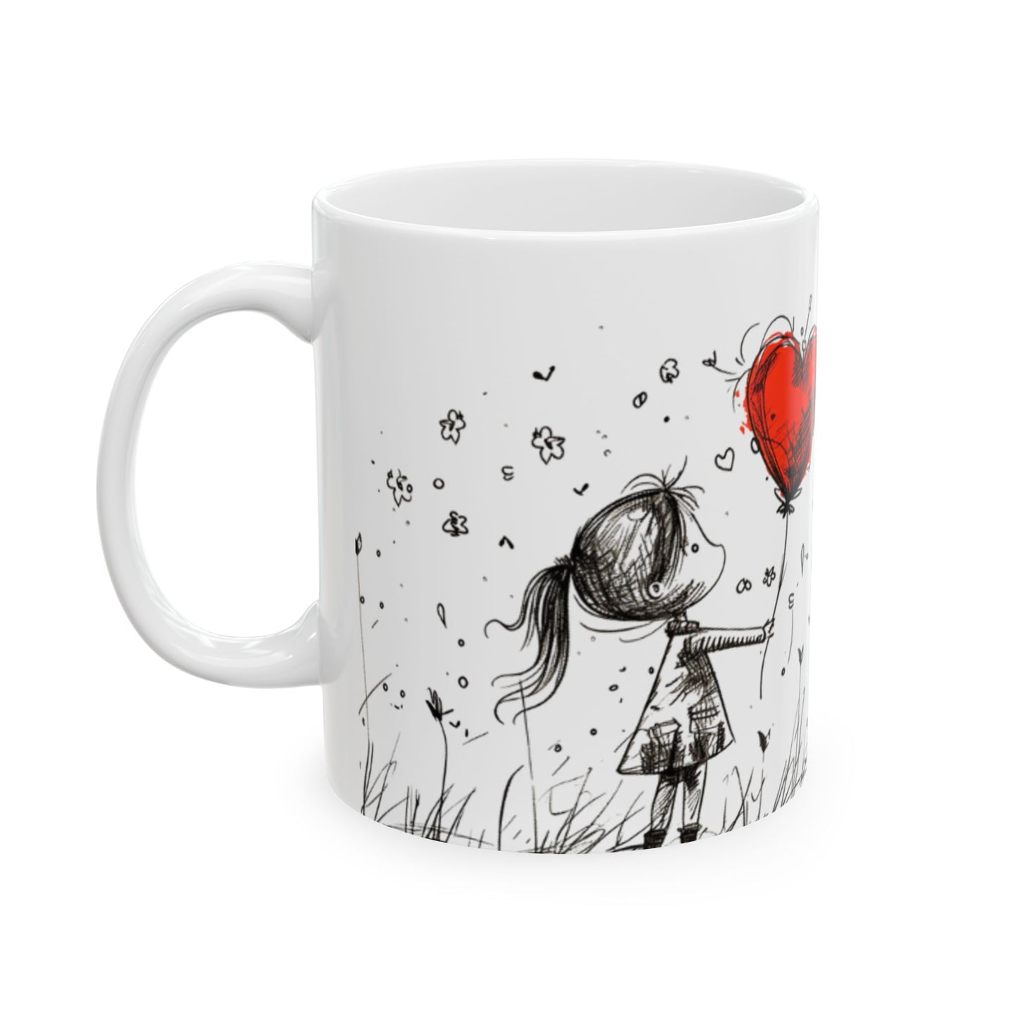 Whimsical Love Ceramic Mug, Cute Gift for Romance, Housewarming, Cozy Coffee Cups,, Perfect for Valentine's Day, Gift for her