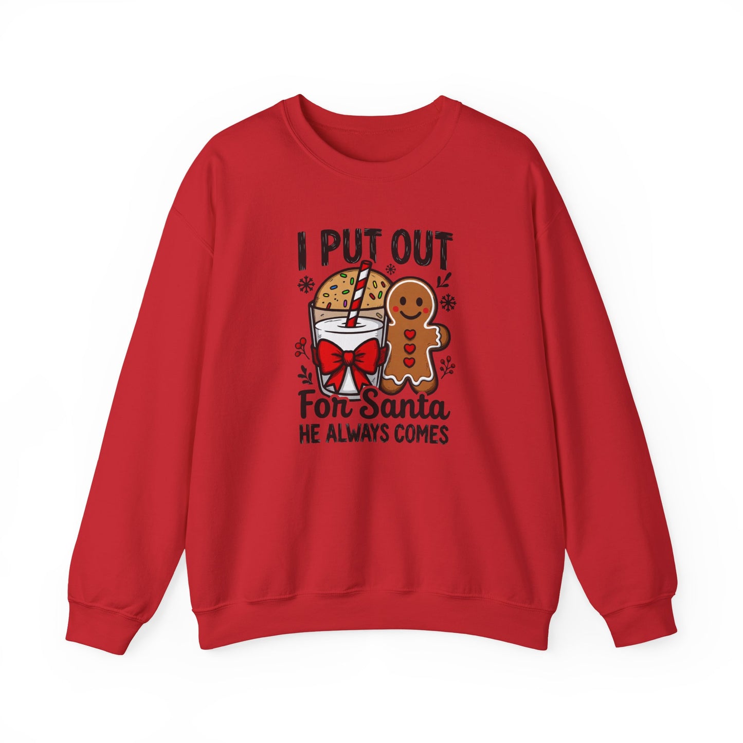 I Put Out For Santa Sweatshirt, Funny Christmas Crewneck, Cookies & Milk Holiday Sweater, Gingerbread Shirt, Xmas Party Sweatshirt