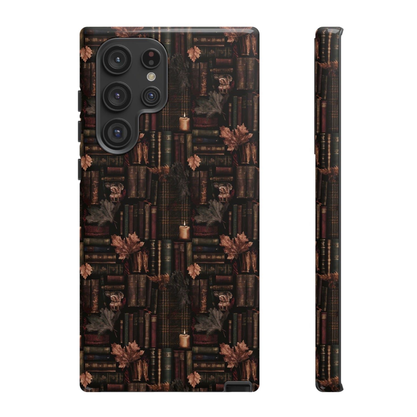 Gothic Phone Case Dark Academia Literary iPhone Samsung Cover with Books & Flowers, Phone case
