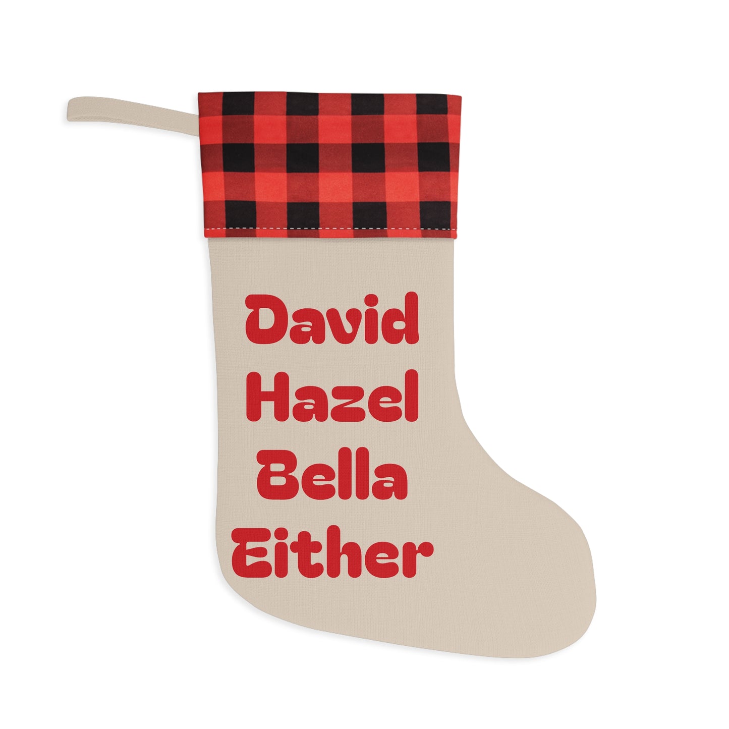 Personalized Names Christmas Stocking | Buffalo Plaid Cuff, Custom Name Stocking