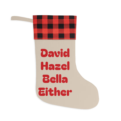 Personalized Names Christmas Stocking | Buffalo Plaid Cuff, Custom Name Stocking