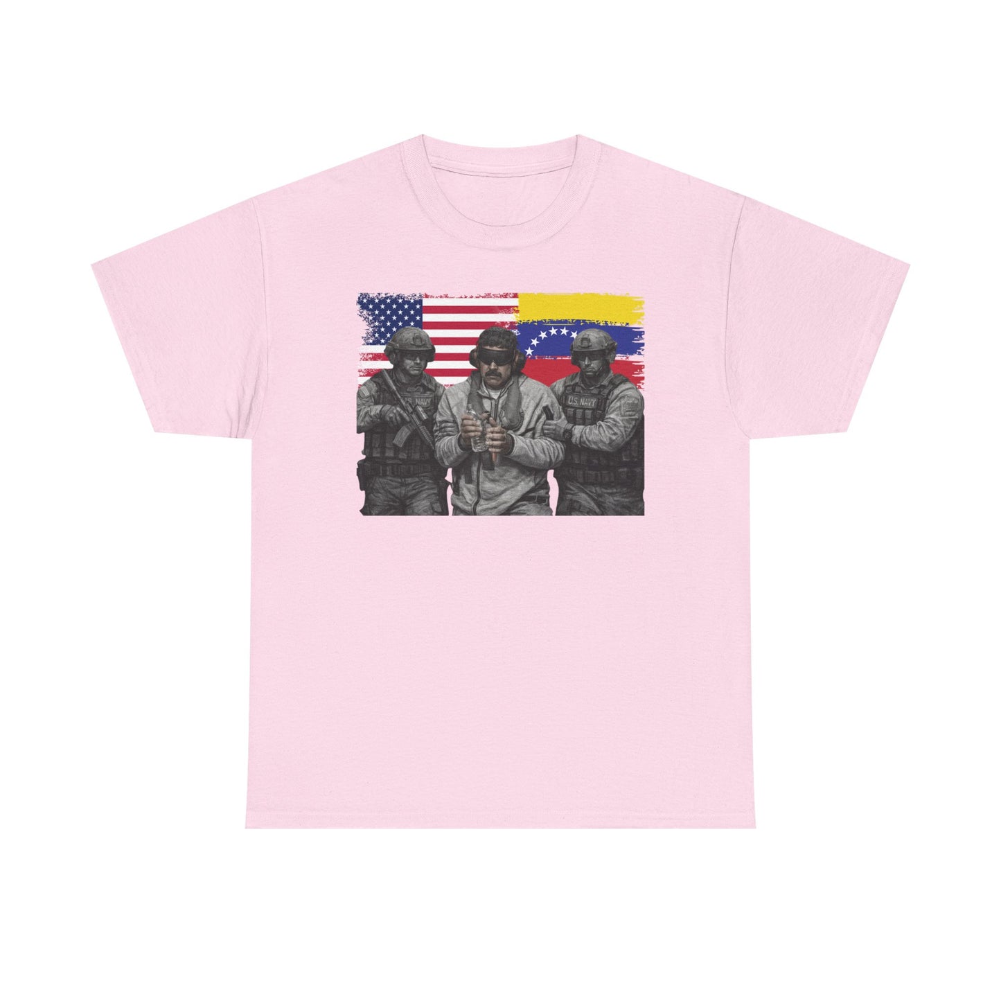 American and Venezuelan Flag Soldiers Tee, Nicolas Maduro Arrest Deportation Photo Tee T-shirt | Political Protest Graphic