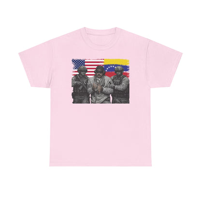 American and Venezuelan Flag Soldiers Tee, Nicolas Maduro Arrest Deportation Photo Tee T-shirt | Political Protest Graphic