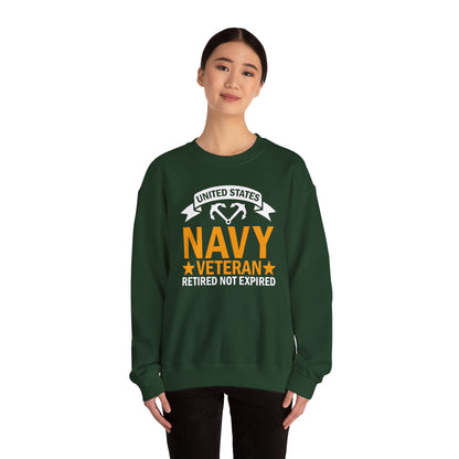 Navy Veteran Crewneck Sweatshirt, Military Pride Sweater,  Gift for Veterans, Retirement Gift, Casual Comfort Wear, Gift for mom