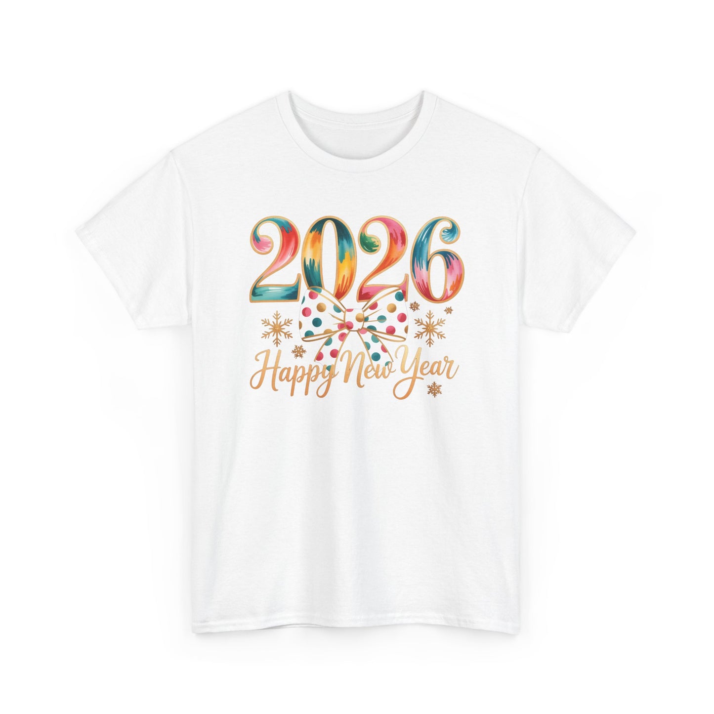 2026 Happy New Year Shirt, Colorful Bow New Year Tee, New Year Outfit, Cute NYE Party T-Shirt, 2026 Celebration Graphic Tee, New Year Gift