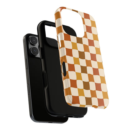 Boho Checked Phone Case, Checkerboard Design, Durable Protection, Phone Cover, Phone case For iPhone and Samsung, Trendy Phone Cover