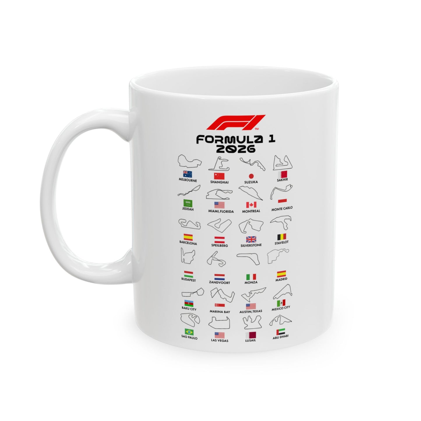 Formula One 2026 Mug, F1 Race Track Coffee Cup, Grand Prix Fan Gift, Motorsport Mug, Racing Dad Gift, Auto Lover Cup