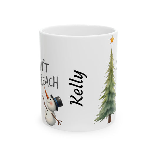 Personalized Holiday Ceramic Mug, Cute Snowman and Christmas Tree Coffee Cup, Custom Gift for Christmas, Winter, Friends, Family