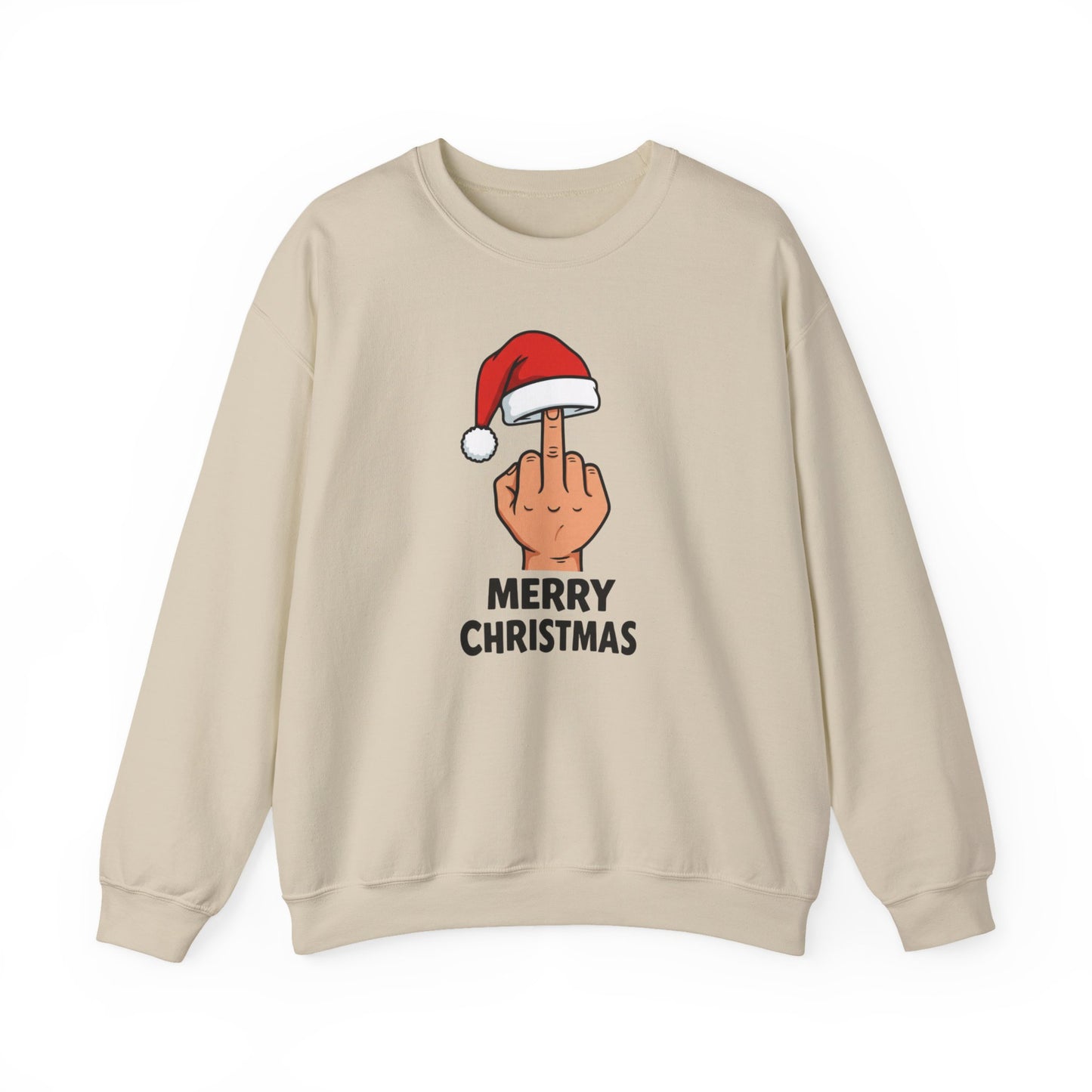 Funny Christmas Sweatshirt, Santa Hat Middle Finger Shirt, Merry Christmas Crewneck, Offensive Holiday Sweater, Funny Xmas Gift