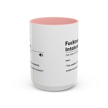 Fucktose Intolerant Definition Mug, Funny Accent Coffee Mug 11oz 15oz, Sarcastic Adult Humor Mug, Gag Gift for Friends