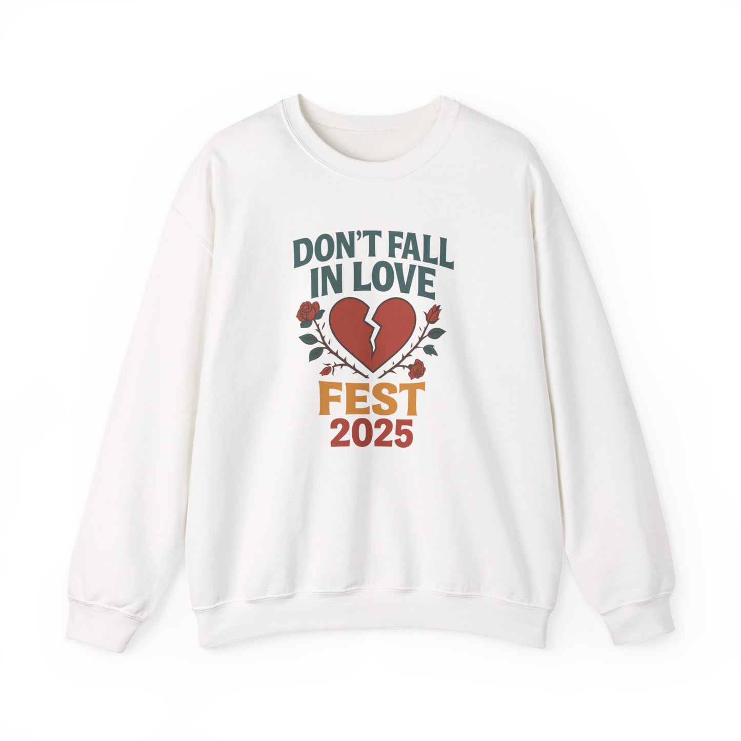 Don't Fall in Love Fest 2025 Sweatshirt, Broken Heart Floral Crewneck, Anti Love Sweater, Festival Aesthetic Pullover, Valentines Gift