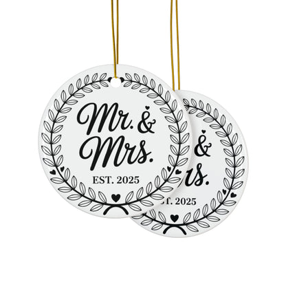 Mr and Mrs Ceramic Ornaments, Wedding & Anniversary Decor, Customizable Gifts, Holiday Keepsakes, Engagement Day