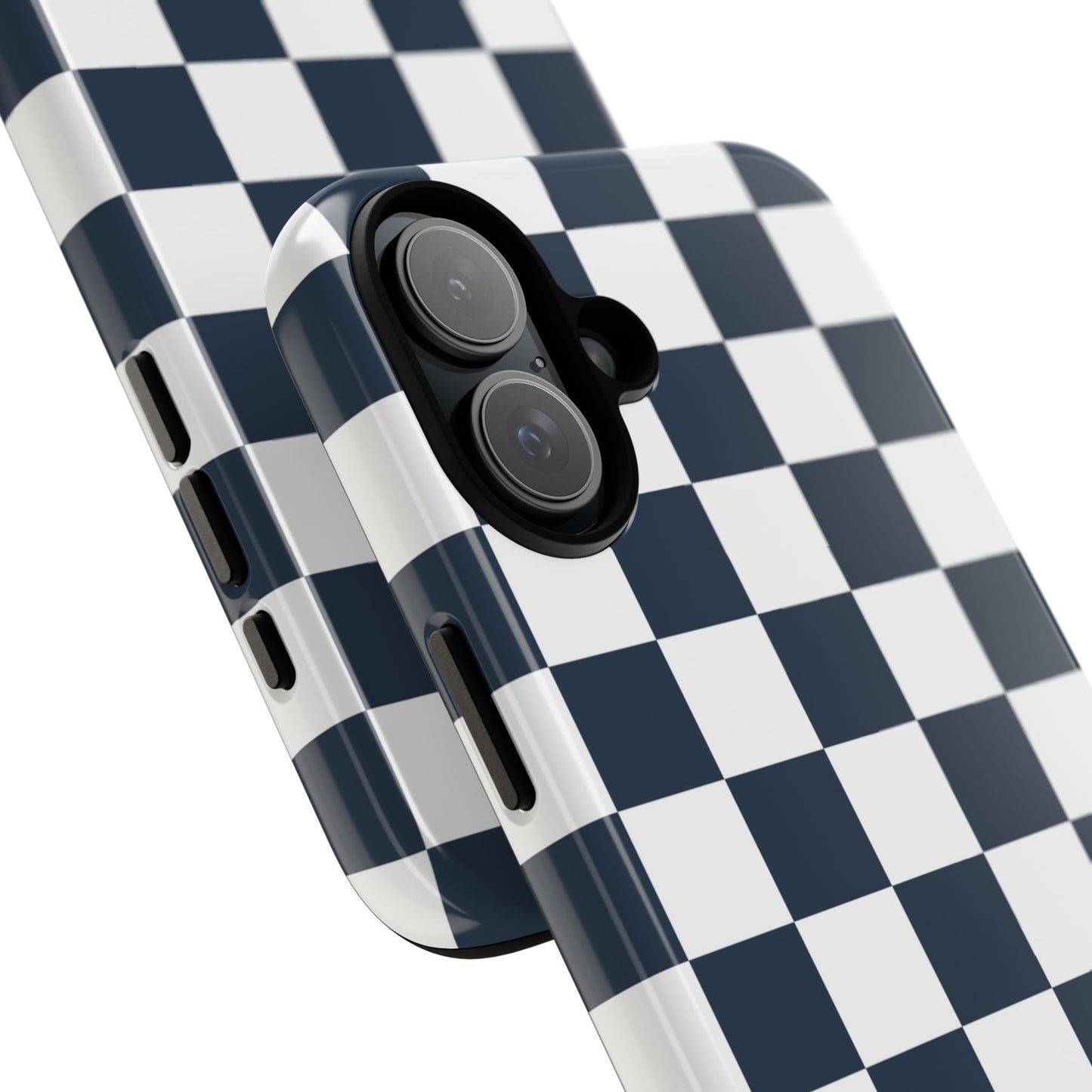 Navy Checkerboard Phone Case, iPhone 17 Pro, 17, 16, 15, 14, 13, 12, 11, X, XR, XS MAX, Tough Case for iPhone