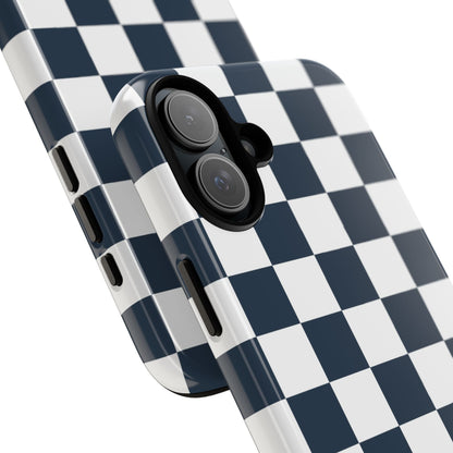 Navy Checkerboard Phone Case, iPhone 17 Pro, 17, 16, 15, 14, 13, 12, 11, X, XR, XS MAX, Tough Case for iPhone