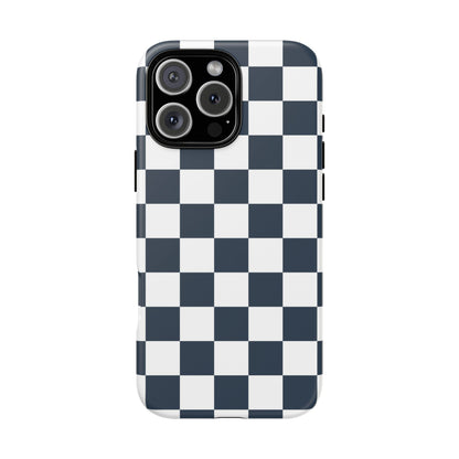 Navy Checkerboard Phone Case, iPhone 17 Pro, 17, 16, 15, 14, 13, 12, 11, X, XR, XS MAX, Tough Case for iPhone