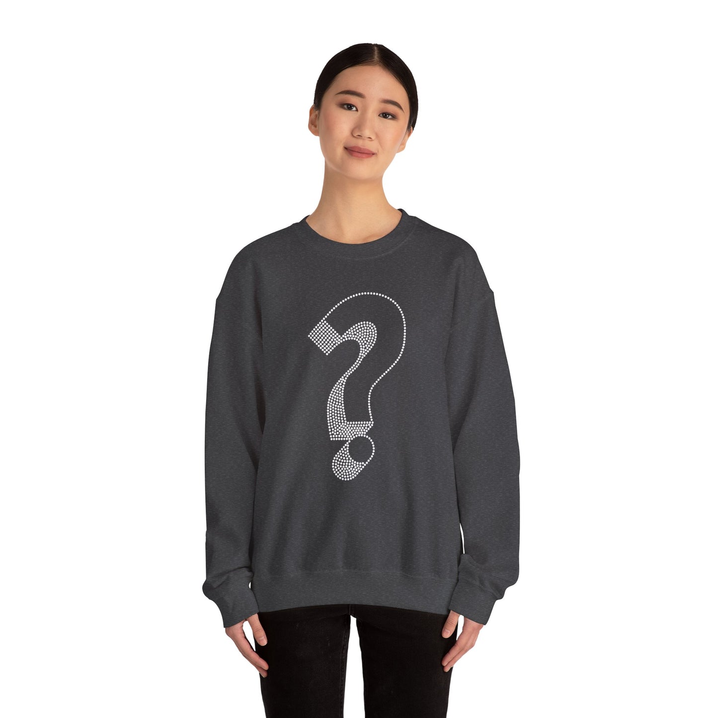 Rhinestone Question Mark Sweatshirt | Sparkly Mystery Icon Crewneck