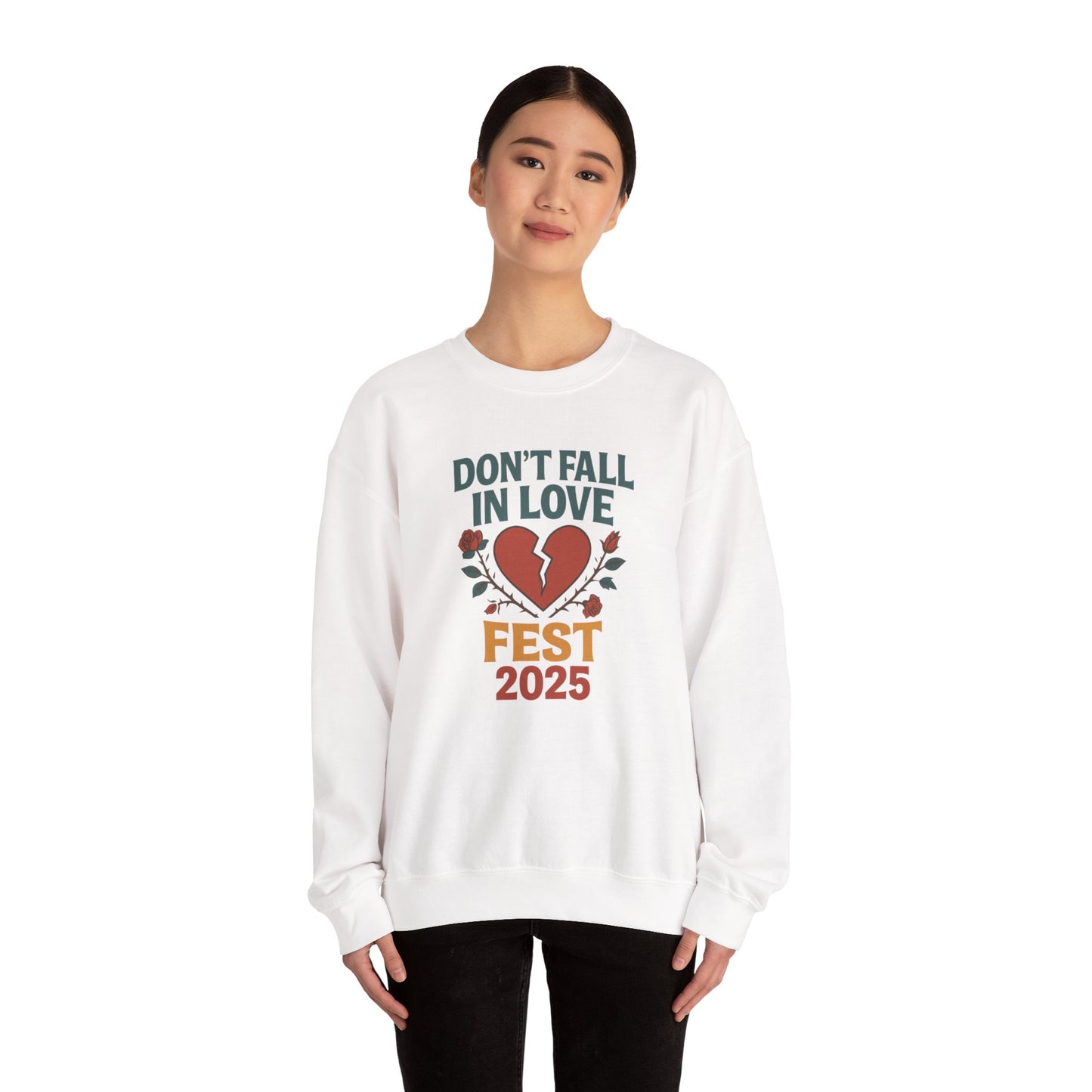 Don't Fall in Love Fest 2025 Sweatshirt, Broken Heart Floral Crewneck, Anti Love Sweater, Festival Aesthetic Pullover, Valentines Gift