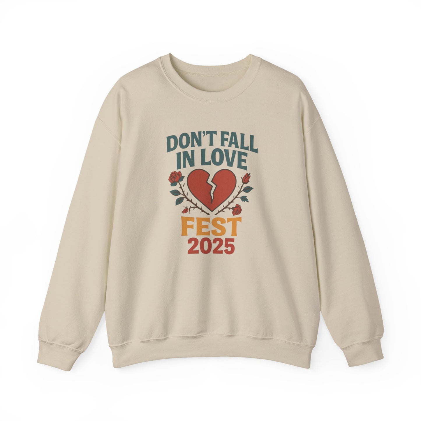 Don't Fall in Love Fest 2025 Sweatshirt, Broken Heart Floral Crewneck, Anti Love Sweater, Festival Aesthetic Pullover, Valentines Gift