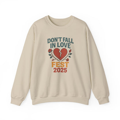 Don't Fall in Love Fest 2025 Sweatshirt, Broken Heart Floral Crewneck, Anti Love Sweater, Festival Aesthetic Pullover, Valentines Gift