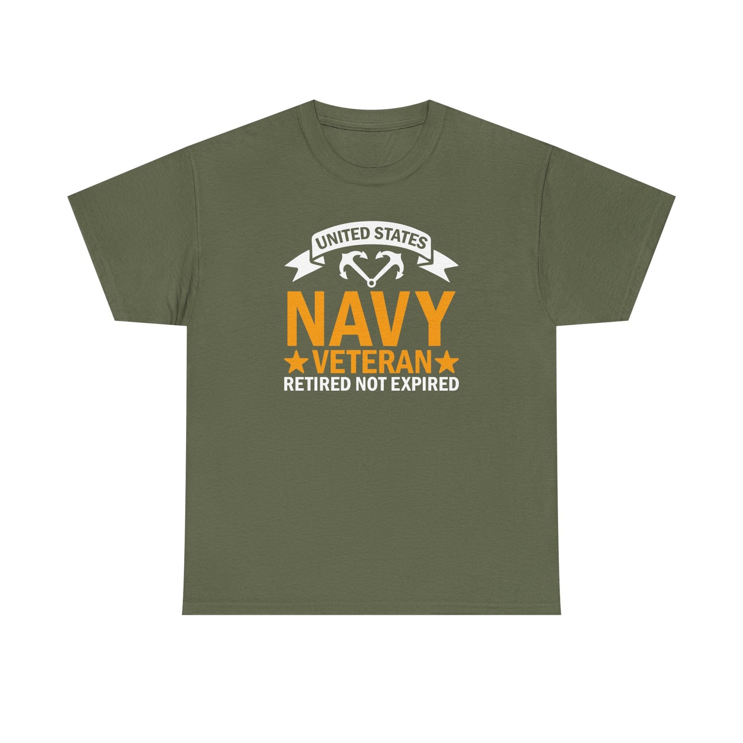 Navy Veteran Heavy Cotton T-Shirt, Gifts for Veterans, Memorial Day, Patriotic Apparel, Retired Not Expired, Gift for dad