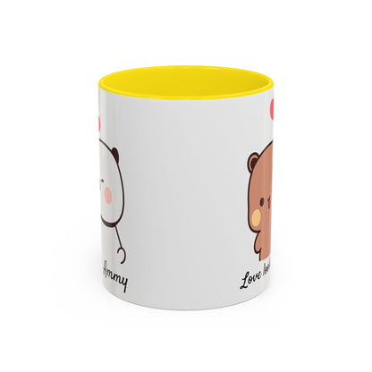 Personalized Dudu Bubu Mug | Cute Bear Coffee Cup | Color Handle Mug | Birthday Christmas Gift | Funny Mug for Her Him Valentine Gift