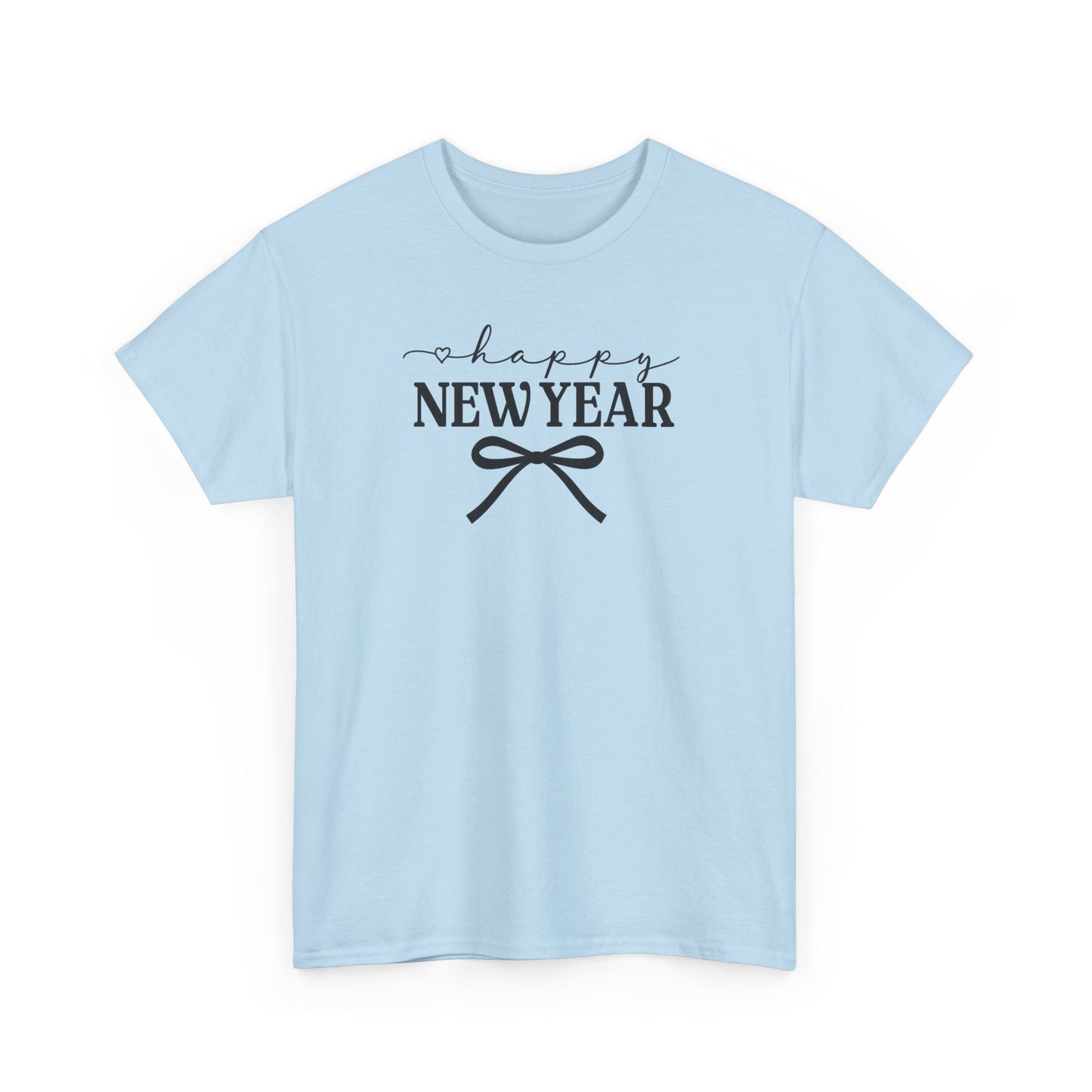 Happy New Year Bow T-Shirt, Minimalist New Year Typography Tee, Holiday Graphic Shirt, New Year's Eve Outfit, Casual Festive Top