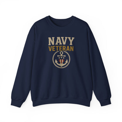 Navy Veteran Sweatshirt | Patriotic Military Pullover with Anchor | US Navy Gift for Men & Women | Veteran Pride Sweater