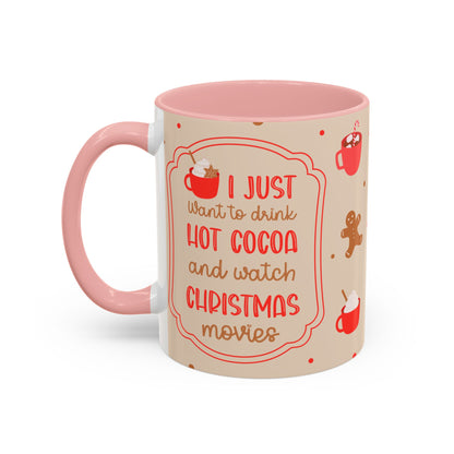 Festive Accent Coffee Mug, Holiday Gift, Hot Chocolate Lover, Christmas Decor, Winter Vibes, Cozy Mugs, Gift for her