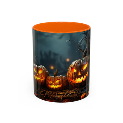 Halloween Pumpkin Accent Coffee Mug, Spooky Decor for Fall, Perfect Gift for Halloween Lovers, Seasonal Drinkware, Gift for Halloween Day