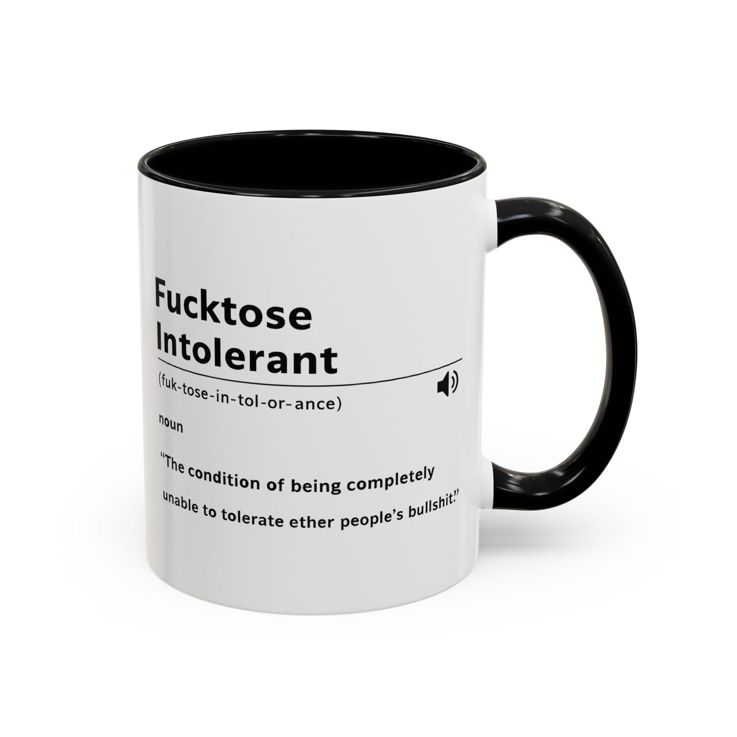 Fucktose Intolerant Definition Mug, Funny Accent Coffee Mug 11oz 15oz, Sarcastic Adult Humor Mug, Gag Gift for Friends