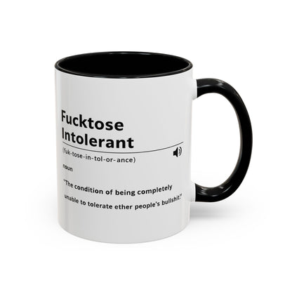 Fucktose Intolerant Definition Mug, Funny Accent Coffee Mug 11oz 15oz, Sarcastic Adult Humor Mug, Gag Gift for Friends