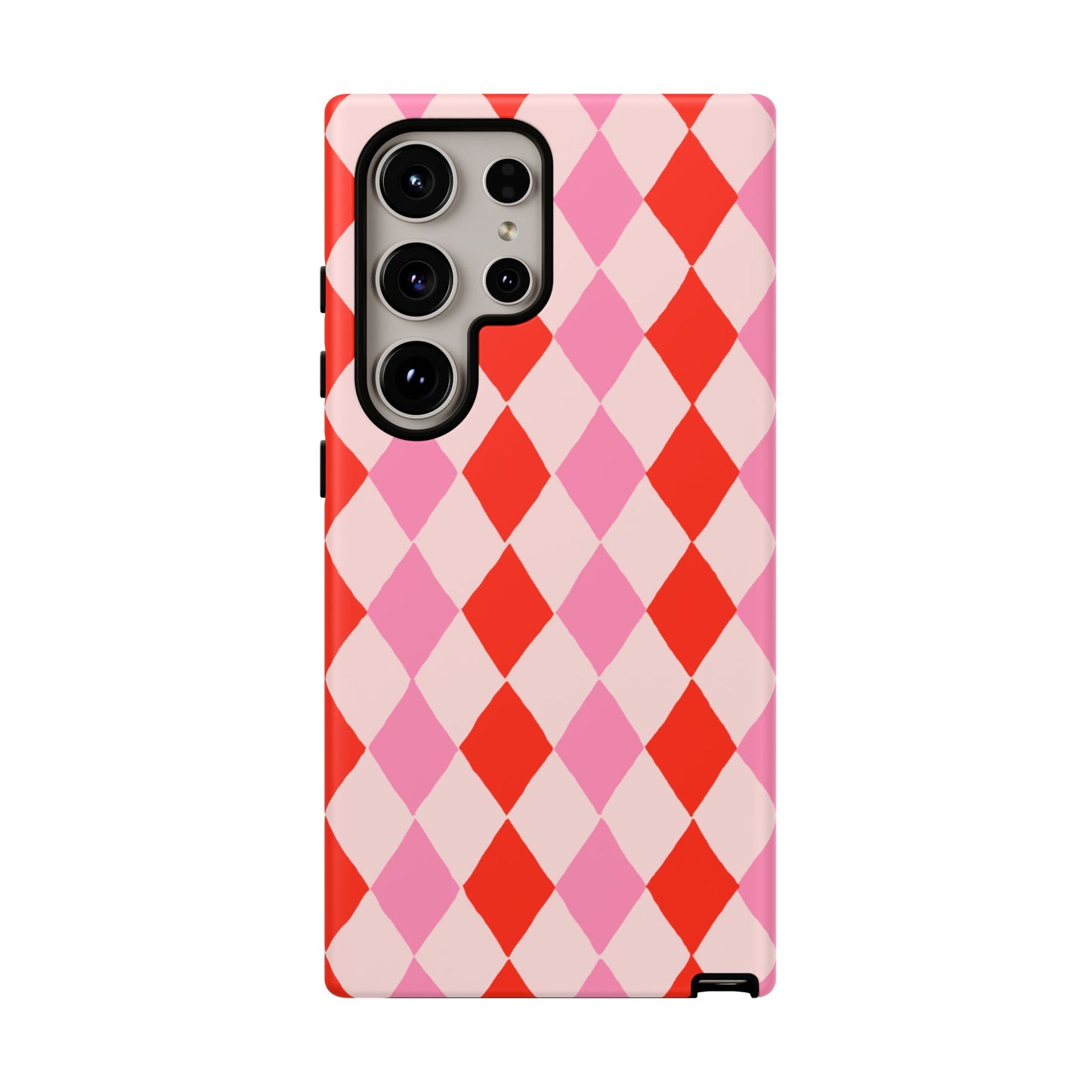 Tough Cases with Red Pink Diamonds, Retro Checkerboard iPhone Case And Samsung Case, Slim Fit Phone Case, Stylish Gift