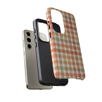 Boho Checkered Phone Case | Neutral Aesthetic Plaid Case | Retro Minimalist Check Design | iPhone Cover | Samsung Cover