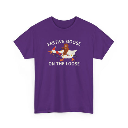 Festive Goose on the Loose Shirt, Funny Christmas Gingerbread Tee,  Holiday Comfort Colors T-Shirt, Cute Xmas Gift for Her and Him