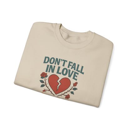 Don't Fall in Love Fest 2025 Sweatshirt, Broken Heart Floral Crewneck, Anti Love Sweater, Festival Aesthetic Pullover, Valentines Gift
