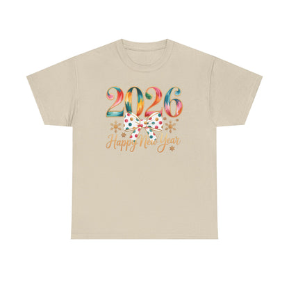 2026 Happy New Year Shirt, Colorful Bow New Year Tee, New Year Outfit, Cute NYE Party T-Shirt, 2026 Celebration Graphic Tee, New Year Gift