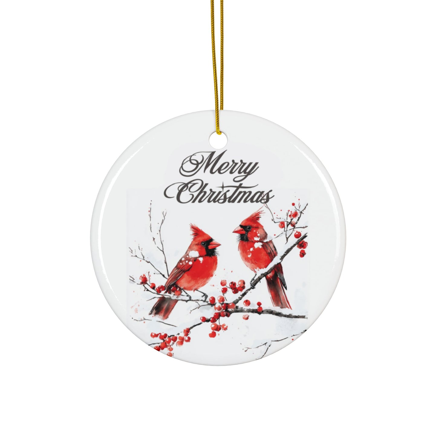 Cardinal Birds Christmas Ornament, Double-Sided Ceramic Cardinal Decoration, Winter Cardinal Holiday Ornament, Merry Christmas Keepsake