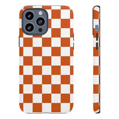 Checkered Phone Case, Checkered Phone Case - iPhone 17 16 15 14 13 12 11 Pro Max  - Trendy Black and Brown Checkerboard