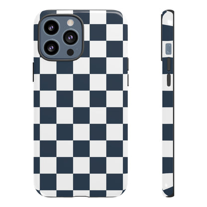 Navy Checkerboard Phone Case, iPhone 17 Pro, 17, 16, 15, 14, 13, 12, 11, X, XR, XS MAX, Tough Case for iPhone