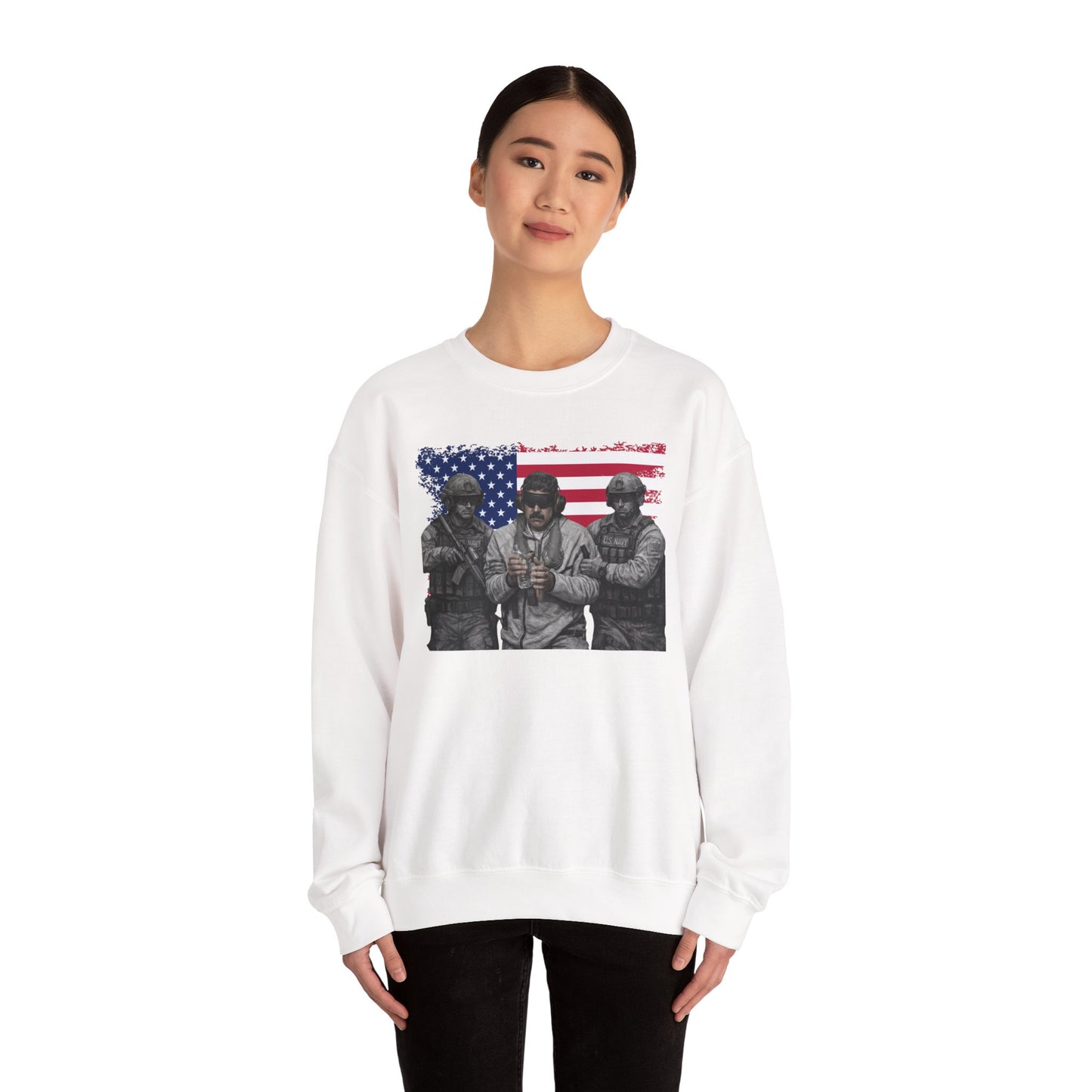 Maduro Captured 2026 Venezuela Libre Sweatshirt, Patriotic Military Graphic Crewneck, American Flag Soldier Tribute, Support Pullover
