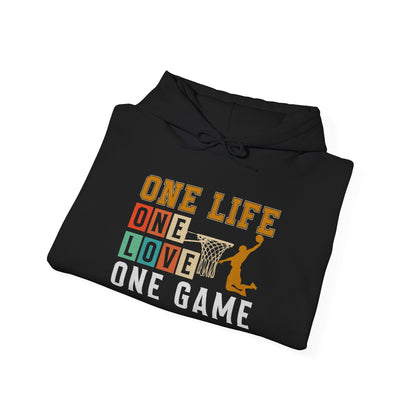 Basketball Lover Tee, One Life One Love One Game Hoodie, Unisex Sweatshirt, Sporty Sweatshirt, Gift for Sports Lovers, Casual Hoodie