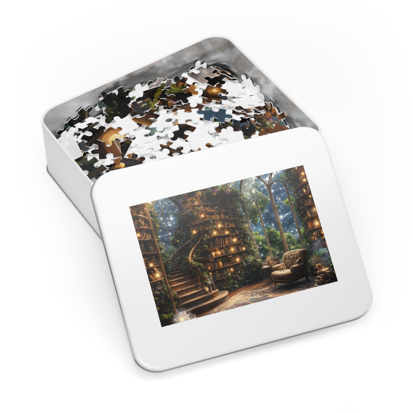 Dream Library, Magical Greenhouse, Jigsaw Puzzles, Star Filled Sky Library Reading Garden Lounge Room, Starry Night View, 500 Or 1000