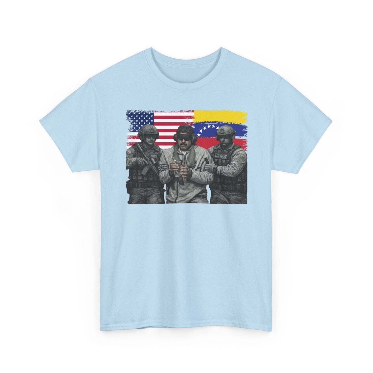 American and Venezuelan Flag Soldiers Tee, Nicolas Maduro Arrest Deportation Photo Tee T-shirt | Political Protest Graphic