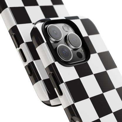 Black and White Checker iPhone Case, Stylish iPhone Cover for Teens, Holiday Gift, Unique Mobile Accessories, Tough Protection