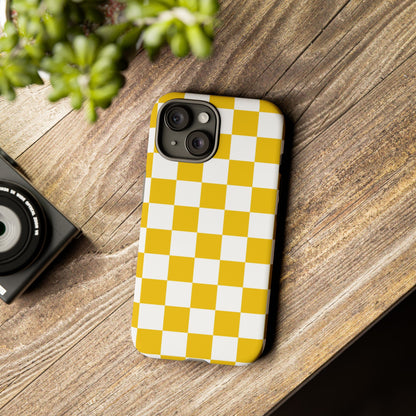 Yellow Checkered Phone Case - iPhone 17 Pro, 17, 16, 15, 14, 13, 12, 11, X, XR, XS MAX, Gift for Friends