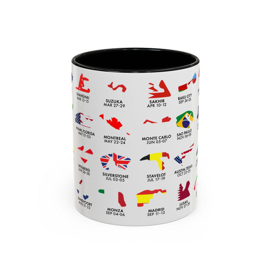 2026 Grand Prix Calendar Mug, Formula 1 Accent Coffee Mug, F1 Circuit Icons Cup, Motorsport Fan Gift, Racing Calendar Ceramic Mug