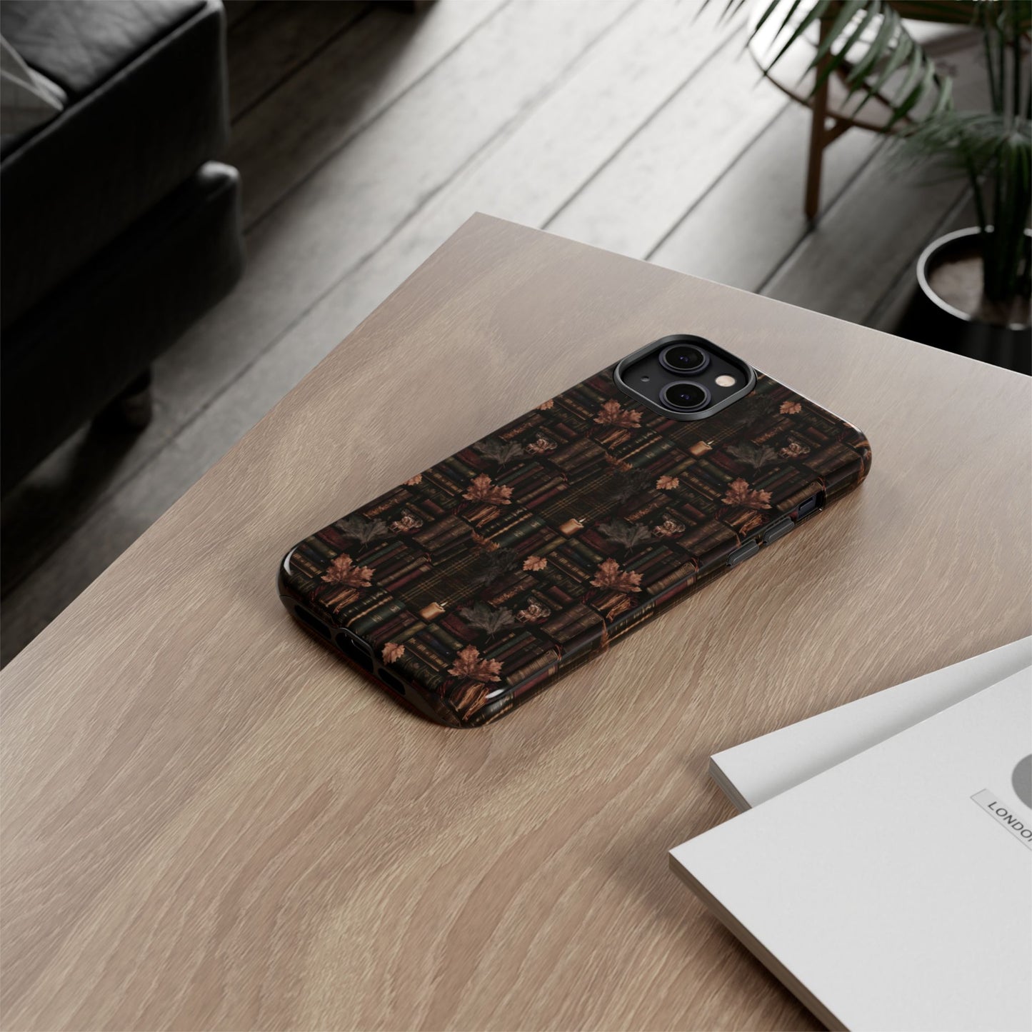 Gothic Phone Case Dark Academia Literary iPhone Samsung Cover with Books & Flowers, Phone case